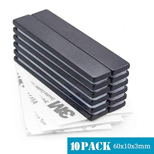 Magneti al neodimio Impermeabili,Calamita Adesivi Magneti Frigo con Nastro Adesivo di 3M,Lavagna Magnetica per Calamite (60 * 10 * 3mm 10pc)