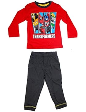 Transformers Jungen Schlafanzug Pyjama lang (128 (8 Jahre), Rot)