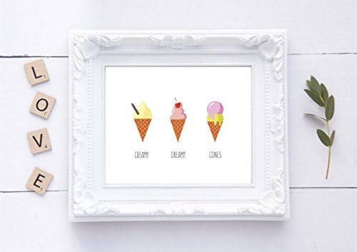 Ice Cream Prints for Girls Bedroom, Ice Cream Decor Wall Art for Girls Nursery Pictures and Prints