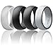 Produktbild Silikon Hochzeit Ring für Männer von ROQ Günstigen Silikon Gummi Band, 4 Pack & Singles – Camo, Metall Look Silber, Schwarz, Grau, Hellgrau, Black, Grey, Light Grey, Silver, 6.5 - 7 (17.3mm)