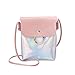Produktbild Zolimx Portable diagonal kleine quadratische Tasche Umhängetasche Handtasche, Frauen Mode Laser Cover Ring Haspe Umhängetasche Schultertasche Münztelefon Tasche (Rosa)