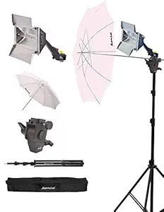 Sonia Studio Home 33 Umbrella Stand Setup with Sungun Adapter B-Bracket and Stand 4 Pc Set with Continuous/Video Light with 1000 Watt Halogen Tube