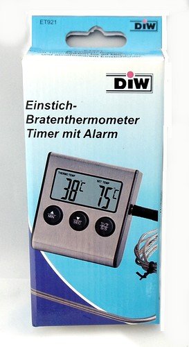 elektronisches Einstich-Bratenthermometer ET921 Fleischthermometer, 2-teilig, bis 250°C hitzefestes Sensorkabel, Timer bis 99Min.99Sek., silber - 4