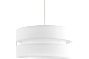 Contemporary Quality White Linen Fabric Triple Tier Ceiling Pendant Light Shade | 60w Maximum | Designer Style | 26cm Diameter by Happy Homewares