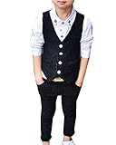 Slim Fit Conjunto De Niños Sin Mangas Chalecos + Pantalones Negro