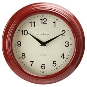 Red Retro Wall Clock: Amazon.co.uk: Kitchen & Home