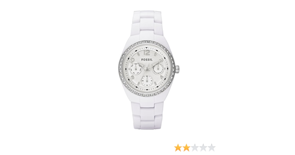 white ceramic watch fossil