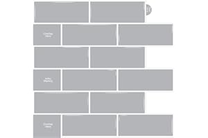 WoStick Vinilos Cocina Azulejos Adhesivos 3D Pegatinas de Baldosas Pared Gris para la Cocina Baños(10-Piezas 30.5 x 30.5cm)