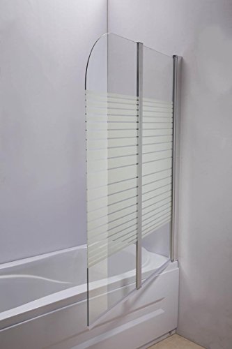 CLP Duschabtrennung Badewanne, Badewannenaufsatz NANO Echt Glas (ESG Sicherheitsglas) faltbar, 2 teilig, ca. 130 x 110 cm Klarglas/Milchglas – gestreift, Anschlag: Rechts - 6