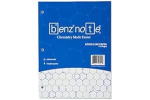 BENZNOTE, Loose Leaf Filler Paper, for Organic and Bio Chemistry, 8-1/2" x 11", Hexagonal Graph Rule, Green Lined, 3-Hole Punched, 112 Pages