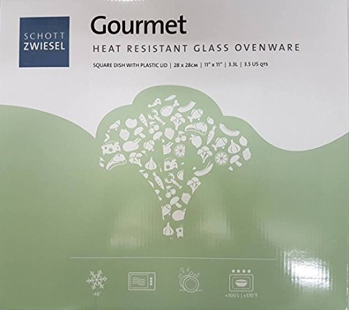 Schott Zwiesel Auflaufform quadratisch mit Griffen und Deckel , Füllmenge 3,3 Liter , auch für die Mikrowelle (Gross Quadratisch 28×28 cm) - 5