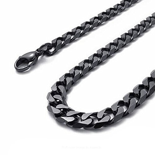 Yorwell Herren Kette, Edelstahl Panzerkette Halskette Breite 6.5mm Ketten ohne Anhänger für Herren, Schwarz überzogen