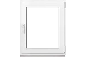 Framex Finestra in Plastica Bianca Larghezza x Altezza 80 x 100 cm (800 x 1000 mm) Doppi Vetri (32 mm), Anta-Ribalta, Girevole DIN Destra – Premium