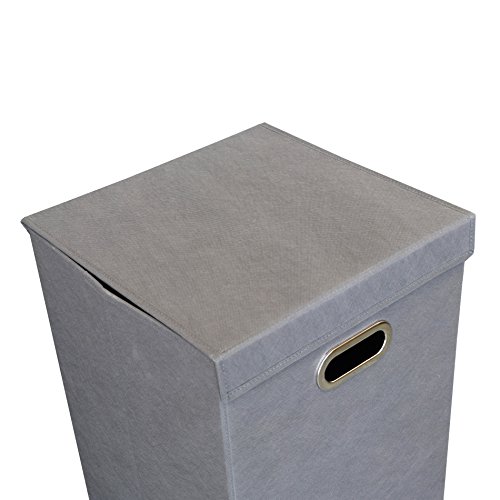 Rebecca Srl Wäschekorb Deckel 2 Griffe grau Stoff faltbar Bad Zuhause Wäscherei (Code RE4732) - 3