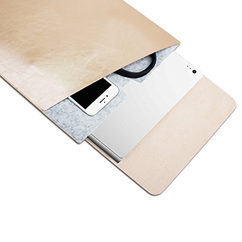 WALNEW 13.5 Microsoft Surface Book 13.5 Zoll Schutzhülle, Hülle, Case, Cover, mit Zwei-Taschen-Design mit Geschütztem Inneren und Externem Mousepad,Gold - 2