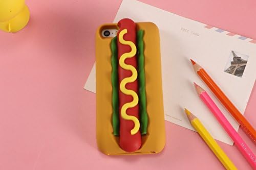 Dkang Hot Dog 3D Cute Cartoon Lovely Hotdog sausage Soft Silicone Shell Case Cover For Iphone 5/5S