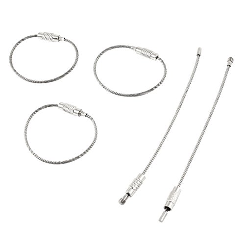 Preisvergleich Produktbild sourcing map 38mmx110mm Flexibel Edelstahl Draht Schlüsseldraht Schlüsselanhänger 5 Stücke de de