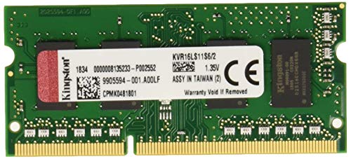Kingston KVR16LS11S6/2 - Memoria RAM de 2 GB (1600 MHz DDR3L Non-ECC CL11 SODIMM 1.35 V, 204-pin)