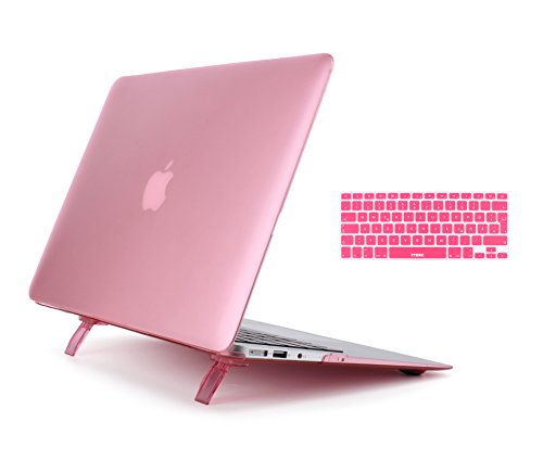 STONG Matte Gummierte Harte Schutzhülle mit Kickstand Ständer für Macbook Air 13 Hülle Cover Tasche Silicon Case Shell Hard Plastik mattiert SchutzTasche + tpu Tastatur-Schutzfolie(Rosa,MacBook Air 13 A1369 / A1466) - 8