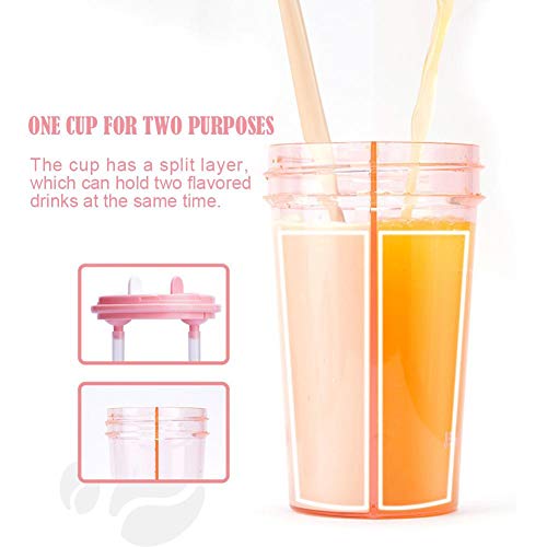 Ksruee Bouteille d'eau 2 en 1 avec Paille Et Couvercle, Bouteille d'eau Transparente À Double Usage Créatif, 15oz