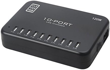 Universal 10 port professional USB 120w charging hub. 2.4amps per port to all 10 ports simultaneously.