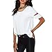 TopTie Women's Short Sleeve Chiffon Top Cross Open Back Loose Blouse - White,L