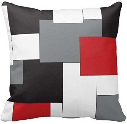 18" x 18" Colorblock Red Black Gray White Decorative Throw Pillow Case Cushion Cover by Acelive pillowcase