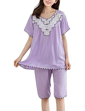 Zhhlaixing Women's Cotton Sleepwear Short Sleeves Pyjama Set Nightwear