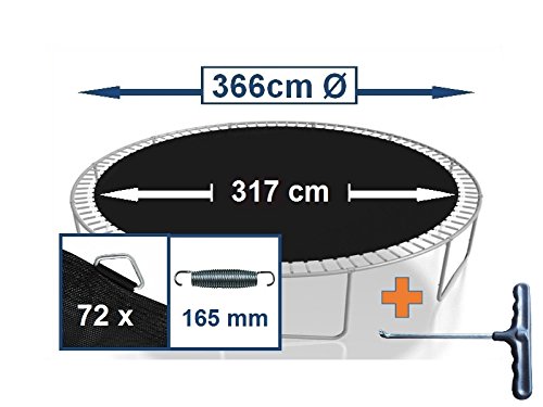 Sprungtuch Sprungmatte Ersatzteile für Trampolin Ø 366 cm 72 Ösen (Federn 16,5 cm)