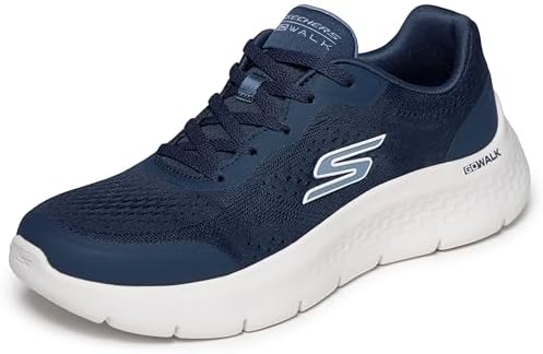 Skechers Donna Go Walk Flex Serenity Sneaker, Navy Textile Blue Trim, 38 EU