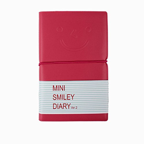 Xjp Diary Leather Cover Notebook with Smiling Face Pattern (Hot Pink)
