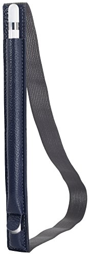 StilGut Pencil-Halter für Apple 12,9" iPad Pro aus echtem Leder mit Lightning-Adapter-Fach. Stift-Halterung zur sicheren Aufbewahrung des Apple Pens, Navyblau