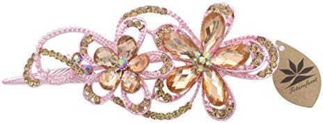 Totoroforet: Victoria/Rhinestones/Strass Bronze Retro Flower Shaped Hair Clip/Claw Clip --- Champagne