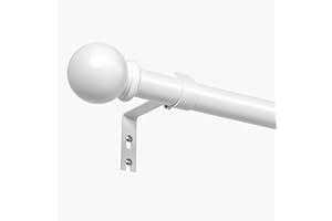 PeSenp Curtain Poles 87-243cm, White Metal Curtain Pole with Round Finials, Extendable Curtain Poles for Eyelet Curtains, 16mm Diameter Curtain Rod Includes Brackets & Fittings Set