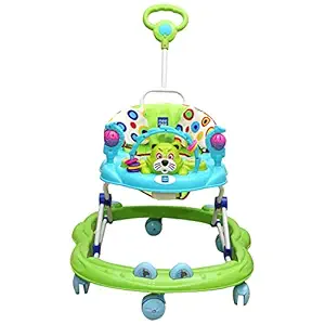 Mee Mee Simple Step Baby Walker with Push Handle, Foot Mat & Musical Activity Tray (Green)