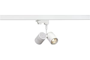 ‎SLV SLV BIMA | LED Strahler 3-Phasen, Dreh- und schwenkbarer Schienen-Strahler, Deckenleuchte, Schienensystem, Innenbeleuchtung | Zweiflammig, 2xGU10, weiß matt, inkl. 3Phasen-Adapter