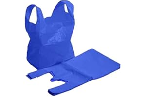 Zoopla Teck 200 Bags Strong Blue Large Vest Carrier Bags 11" x 17" x 21" 24mu Plastic Carrier Bags Eco Friendly Recyclable (200)