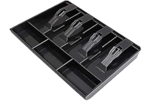 Oewnvmd Kassenschublade - für Bargeld für 4 Banknoten / 3 Münzen, Kasseneinsatz, 32,6 x 9,6 x 1,4