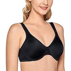 DELIMIRA - Sujetador Reductor Copa Completa Sin Relleno Minimizador para Mujer Negro ES:95C (EU 80C)