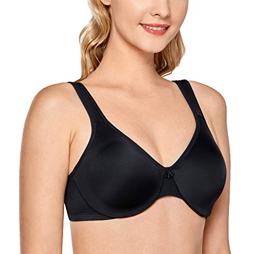 DELIMIRA - Sujetador Reductor Copa Completa Sin Relleno Minimizador para Mujer Negro ES:95C (EU 80C)