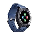 samLIKE Smartwatch für Herren und Damen Whatsapp Bluetooth Telefon-Mate 丨 mit SIM-Kartensteckplatz 丨 HD Kamera 丨 Musik Spielen 丨 Anrufen/SMS 丨 Remote-Kamera 丨 Kompatibel mit Android/iOS (Blau)