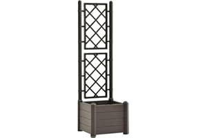 vidaXL Jardinière avec Treillis Lit Surélevé Bac à Fleurs Pot de Plantes Lit de Plantation Jardin Balcon Patio Extérieur 43x43x142 cm PP Anthracite