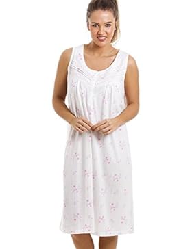 Camille - Morbida camicia da notte a fiori - lunghezza al ginocchio, senza maniche - rosa