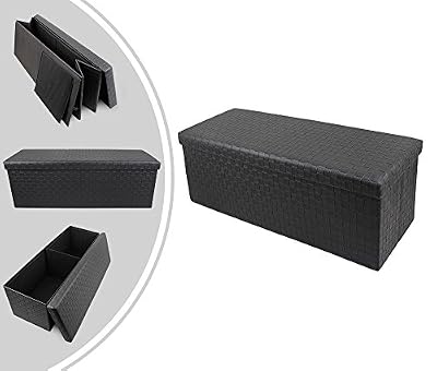 Leogreen - Banc Pliant, Pouf et Repose-Pieds, Tissã, 110 x 38 x 38 cm, Noir, Charge maximale: 150 kg