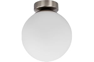 Lindby Plafonnier Salle De Bain Lennie à intensité variable (Moderne) en Blanc Verre e. a. pour de bain (1 lampe,à E27), WC Luminaire Lampe Plafond Eclerage