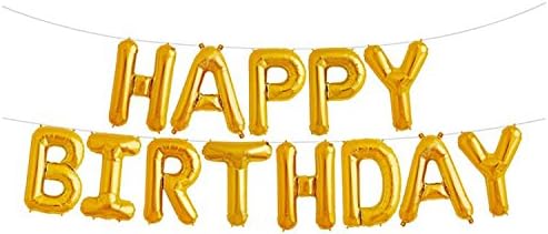 Happy Birthday Party Balloons, Foil Birthday Decoration Letter Balloons Banner for Anniversaries, Wedding, 1st Birthday, Kinds of Parties Supplies Gold