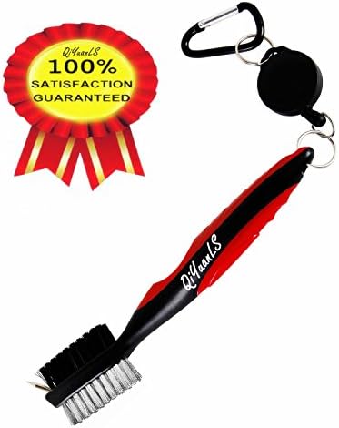Golf Club Brush Golf Club Groove Cleaning Brush - 2 Ft Retractable Zip-line Aluminum Carabiner Easily Attaches to Golf Bag - For Cleaning Golf Shoes/Golf Club/Golf/Golf Groove (red)