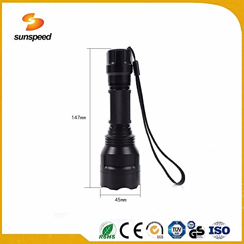 SUNSPEED LED Taschenlampe/5 Modus Regulierbar/ 800 Lumen /IP65 Wasserdicht/18650 wiederaufladbare Batterie+Batterieladegerät - 2