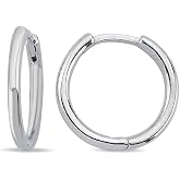 NEREZE 925 Sterling Silver 15 mm Rhodium Stone-Free Model Hoop Earrings