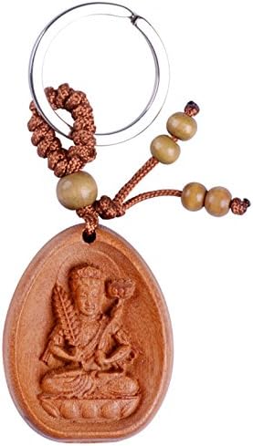 Keep us Safe Peach Wood Buddha Pendant Keyring Keychain Key Chain Gift Set